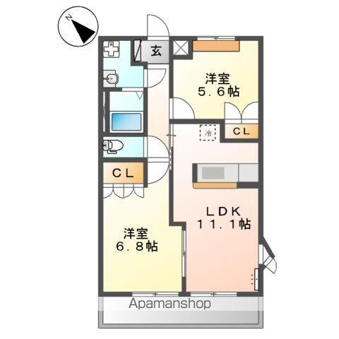 武蔵村山市伊奈平のアパートの間取り