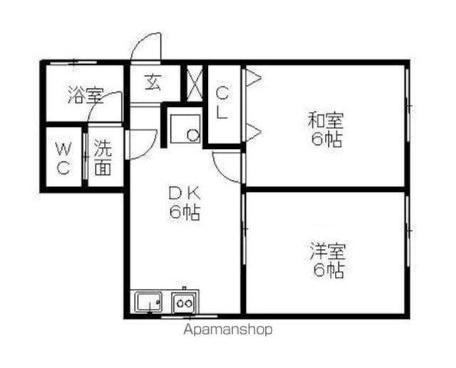ルネス安原[2DK/44.62m2]の間取図