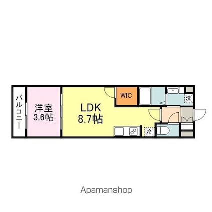 広島県福山市手城町２丁目[1LDK/30.24m2]の間取図