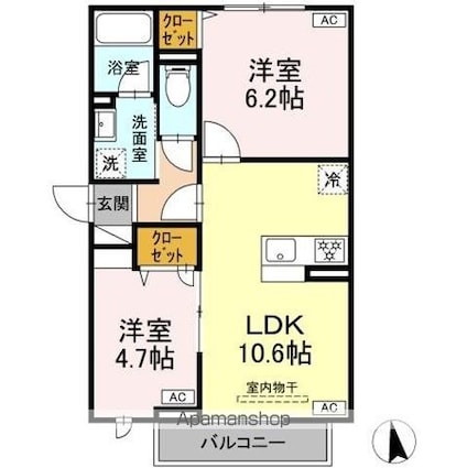 セレスティア岡本[2LDK/47.95m2]の間取図