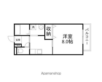 グランシャリオ北山[1K/30.96m2]の間取図