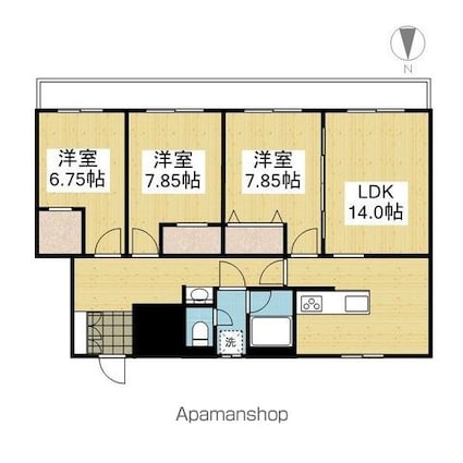 オックスフォードサーカスクワバラ　Ｓ棟[2LDK/77m2]の間取図