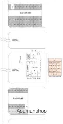 香川県高松市新北町[1K/30.36m2]の配置図