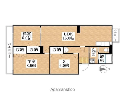 愛知県一宮市浅野字内浦[2SLDK/76.6m2]の間取図