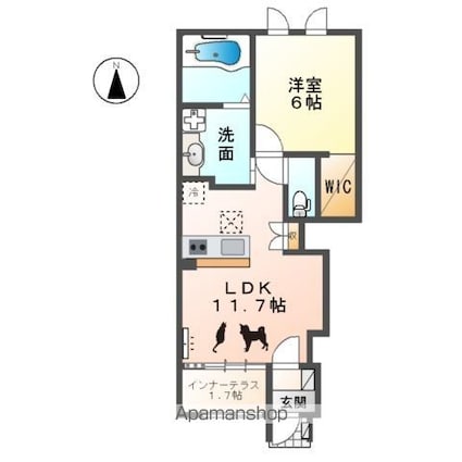 仮）北名古屋市鹿田アパート[1LDK/45.49m2]の間取図
