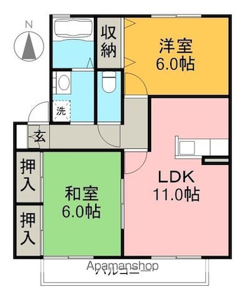 セジュール楠の木[2LDK/55.78m2]の間取図
