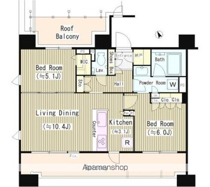 シェフルール西早稲田ラヴィーナ[2LDK/58.31m2]の間取図