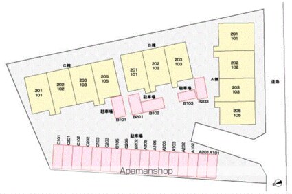 エスポワールシティＢ[2DK/52.16m2]の配置図