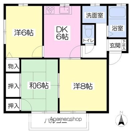 ディアスＳ・Ｓ　Ｂ棟[3DK/57.4m2]の間取図
