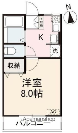グレイスヒルズ壱番館・弐番館[1K/23.18m2]の間取図