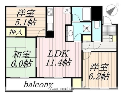 幕張イースト[3LDK/59.24m2]の間取図