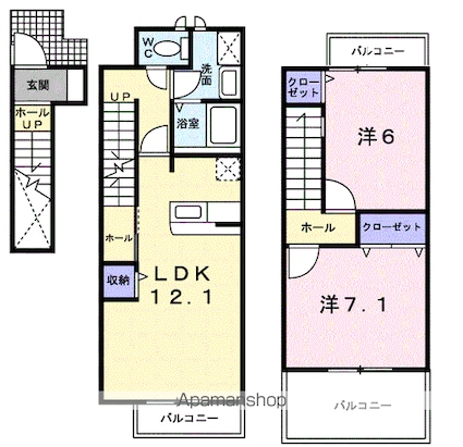 Ｋ・ＴエミネンスヒルズＢ[2LDK/66.21m2]の間取図