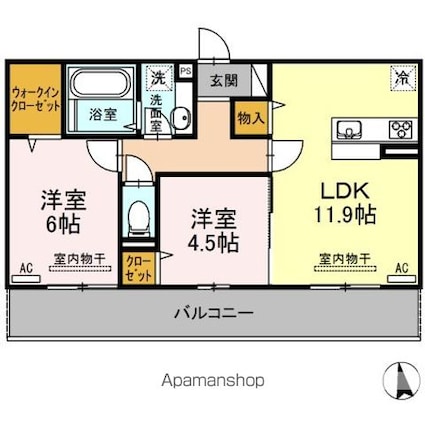 アルモニー　Ｂ棟[2LDK/55.03m2]の間取図
