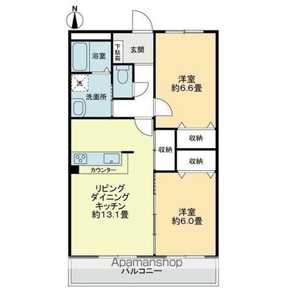 フォブール鶴見Ⅱ[2LDK/59.85m2]の間取図