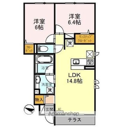 Ｋ’ｓ　Ｆｅｒｉｏ　Ａ棟[2LDK/59.02m2]の間取図