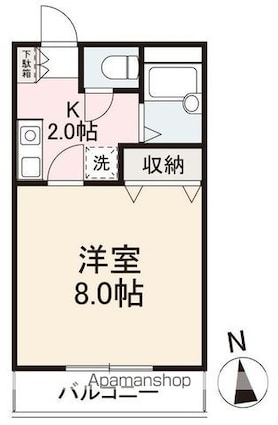 クレイドルⅤ・Ⅵ[1K/26m2]の間取図