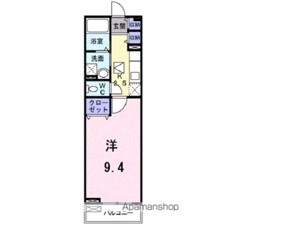 茨城県土浦市田中３丁目[1K/30.46m2]の間取図