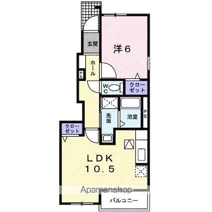 長野県長野市豊野町蟹沢[1LDK/42.63m2]の間取図
