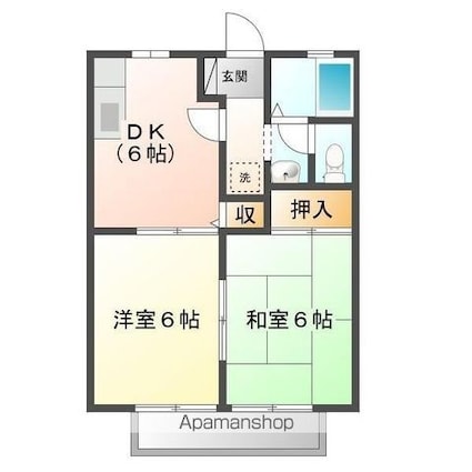 ビーライン日吉台　Ａ[2DK/40.92m2]の間取図