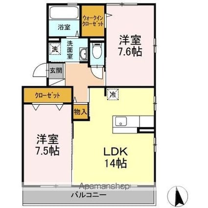 グラン・ファミーユ　Ｂ[2LDK/67.54m2]の間取図