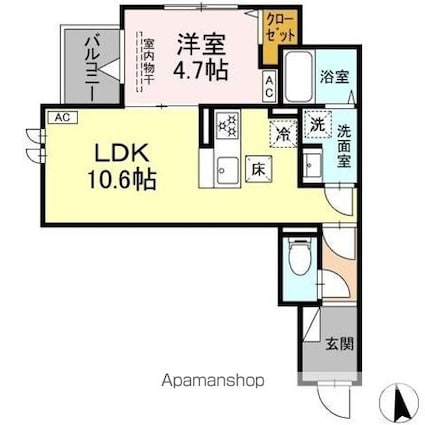 セレスティア豊島Ｎ[1LDK/37.29m2]の間取図