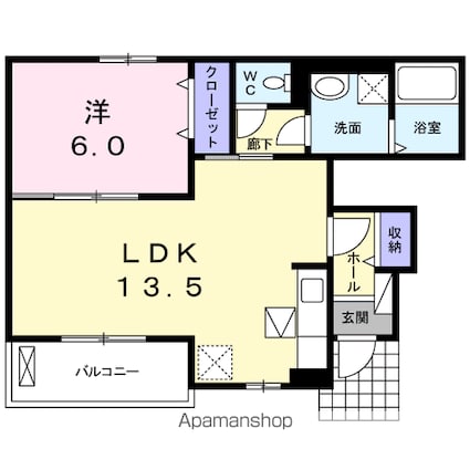 ＣＡＳＡ　ＡＭＯＲＥ[1LDK/46.45m2]の間取図