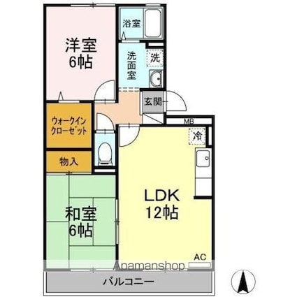 サンシャインハイツ　Ａ棟[2LDK/56.3m2]の間取図