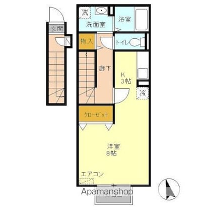 ローズコート新町[1R/34.88m2]の間取図