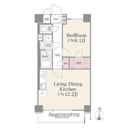 フェールメゾン菊川[1LDK/44.34m2]の間取図