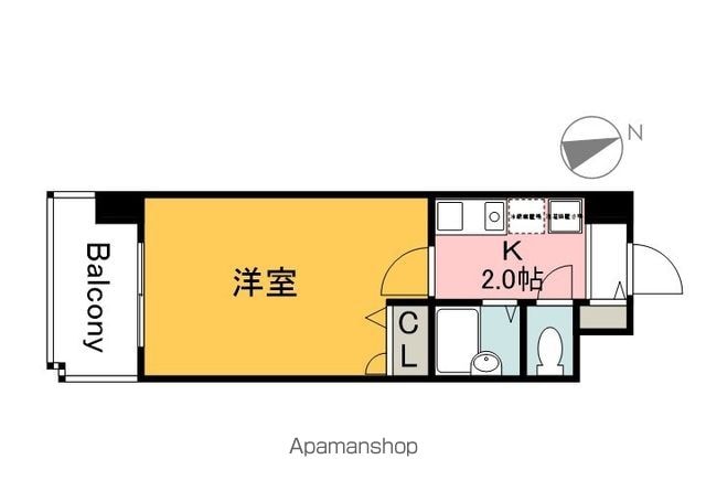 広島県広島市中区堺町１丁目[1K/22.01m2]の間取図