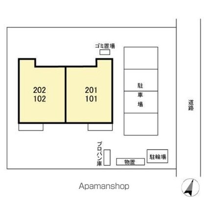 フェリーチェ　ＭＡＲＵＹＡＭＡ[1LDK/42.43m2]の配置図