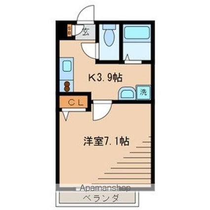 ロンジェヴィッテ[1K/23.44m2]の間取図