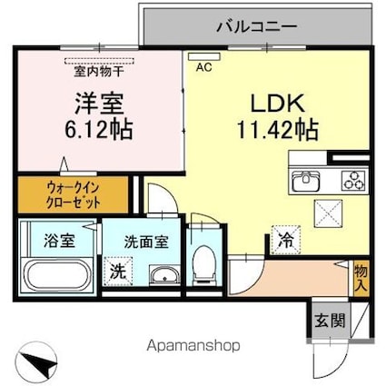 セジュール長江[1LDK/43.91m2]の間取図