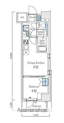 テラス駒込サウス[1DK/30.21m2]の間取図