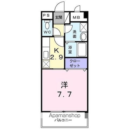 シャンドゥエピナール[1K/29.6m2]の間取図