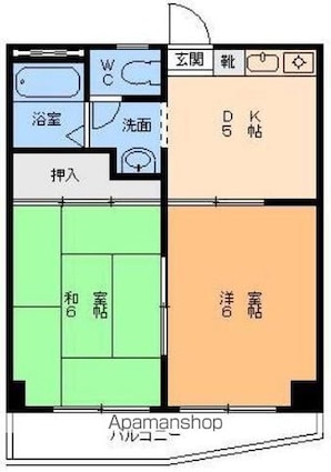 グランアルブル中須賀[2K/34.83m2]の間取図