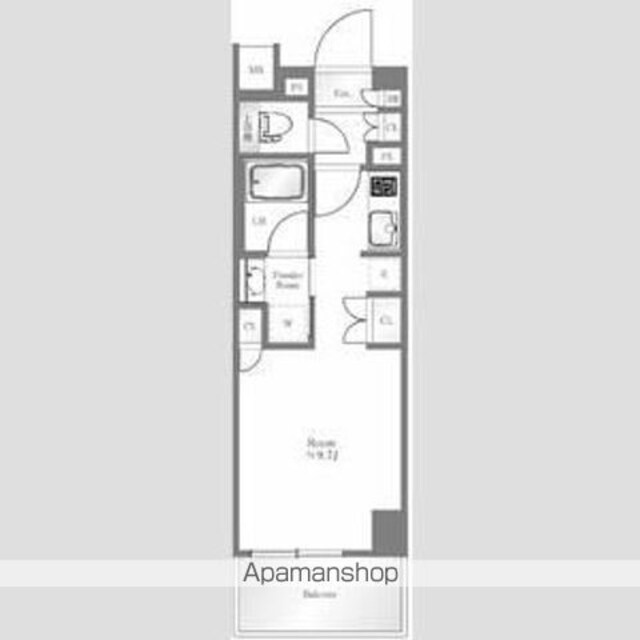 リビオ四谷[1R/25.32m2]の間取図