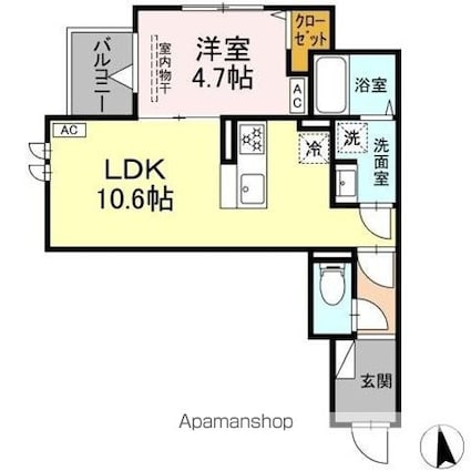 セレスティア豊島Ｎ　Ｂ棟Ｎ[1LDK/37.29m2]の間取図