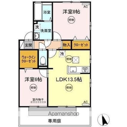 リビングタウン松縄Ａ・Ｂ・Ｃ棟[2LDK/63.98m2]の間取図