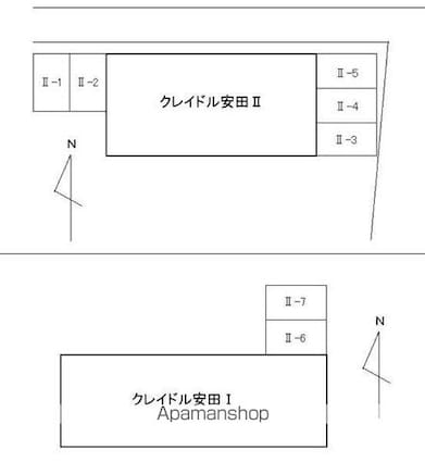 クレイドル安田Ⅱ[1K/22.4m2]の配置図