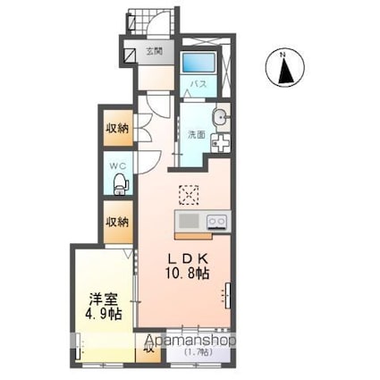 トータスＶ[1LDK/42.97m2]の間取図