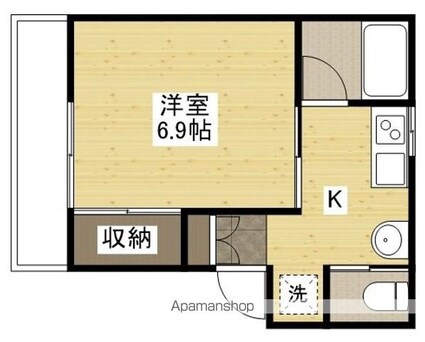 Ｗｅｓｔ．Ｖｉｌｌａｇｅ[1K/23.06m2]の間取図