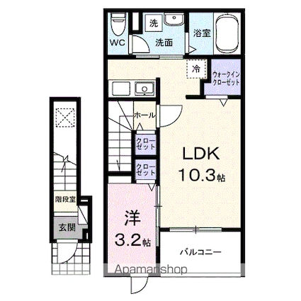 ヒカルサ佐久猿久保Ⅱ[1LDK/37.63m2]の間取図