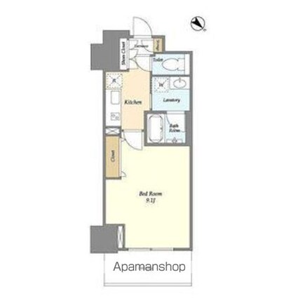 フロンティア新宿タワー[1K/30.37m2]の間取図