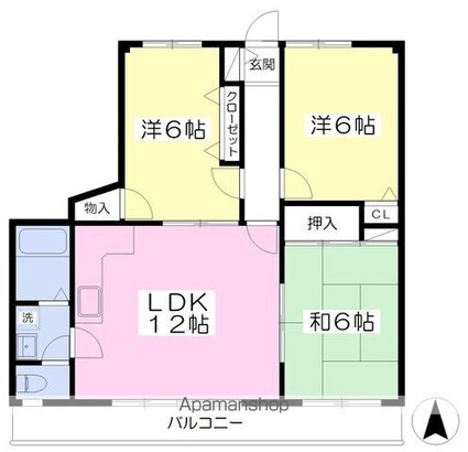 グリーンハイツ東長戸[3LDK/63.13m2]の間取図