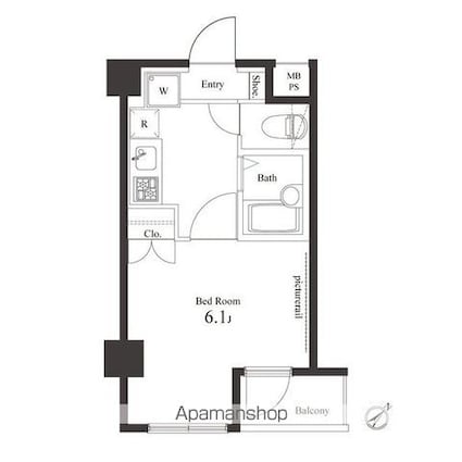 ヴェルト新宿落合[1K/20.2m2]の間取図