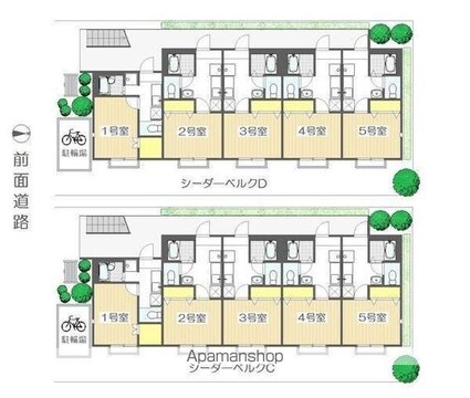 東京都足立区谷中５丁目[1K/20.1m2]の配置図