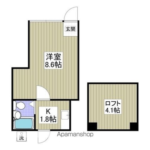 ブルーベル[1K/18.36m2]の間取図