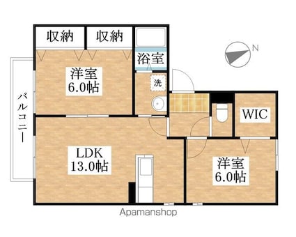 ハートピア北棟[2LDK/61m2]の間取図