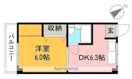ＳＡＫＵＲＡハイツ[1DK/24.5m2]の間取図